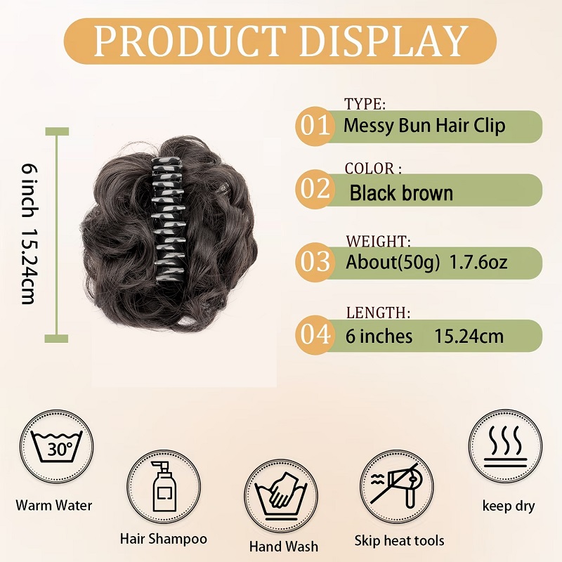 Synthetic Messy Bun Hair Scrun - Claw Clip Messy Bun Hair Piece ulasan dan harga