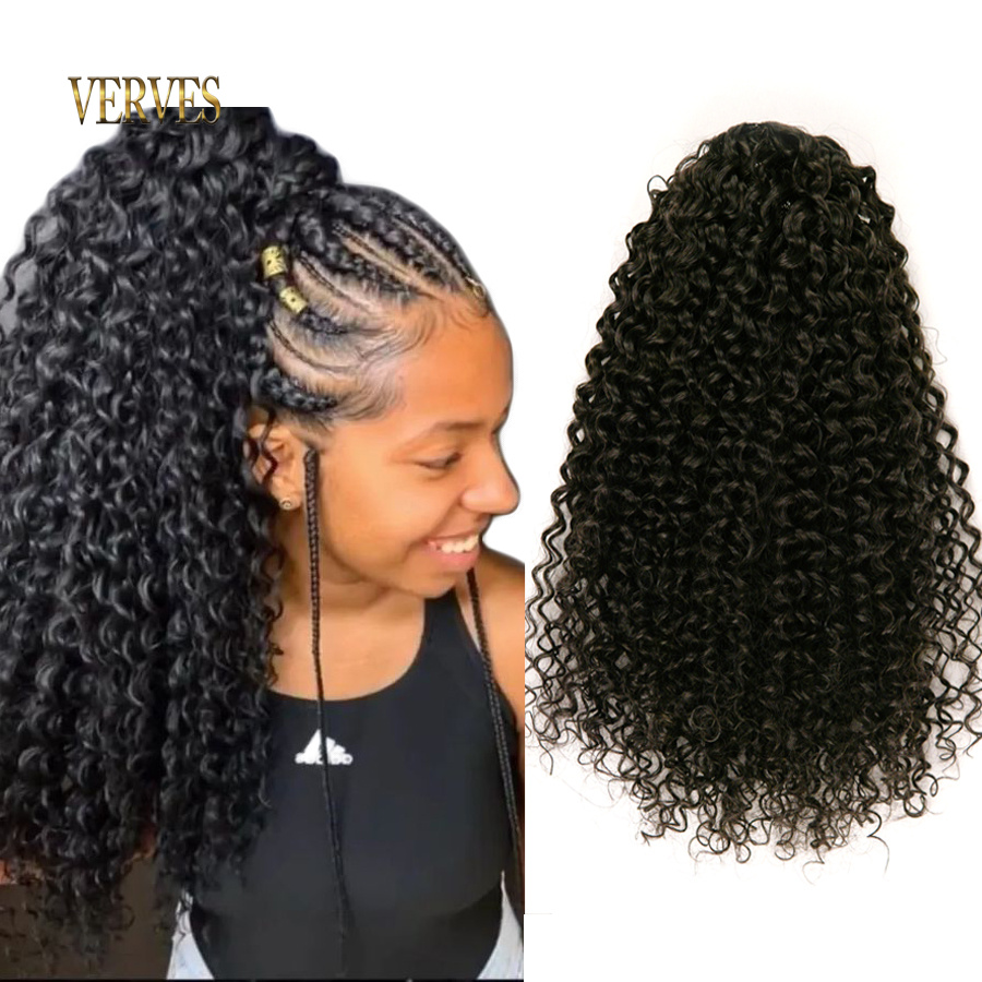 VERVES Synthetic Drawstring Pu - Drawstring Afro Curly Puff Ponytail ulasan dan harga