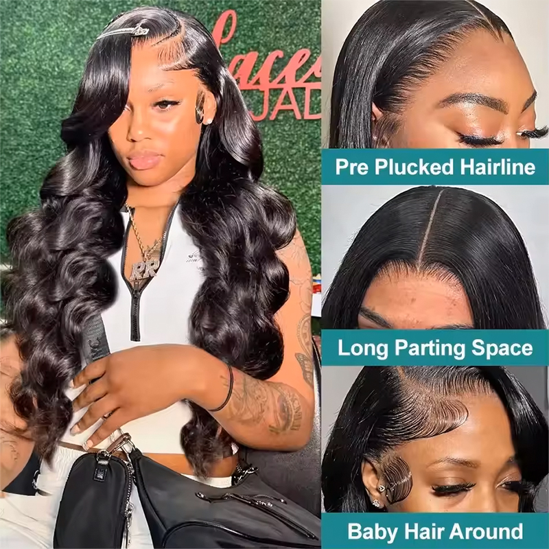180-220% Density Natural Black - Lace Front Wigs ulasan dan harga