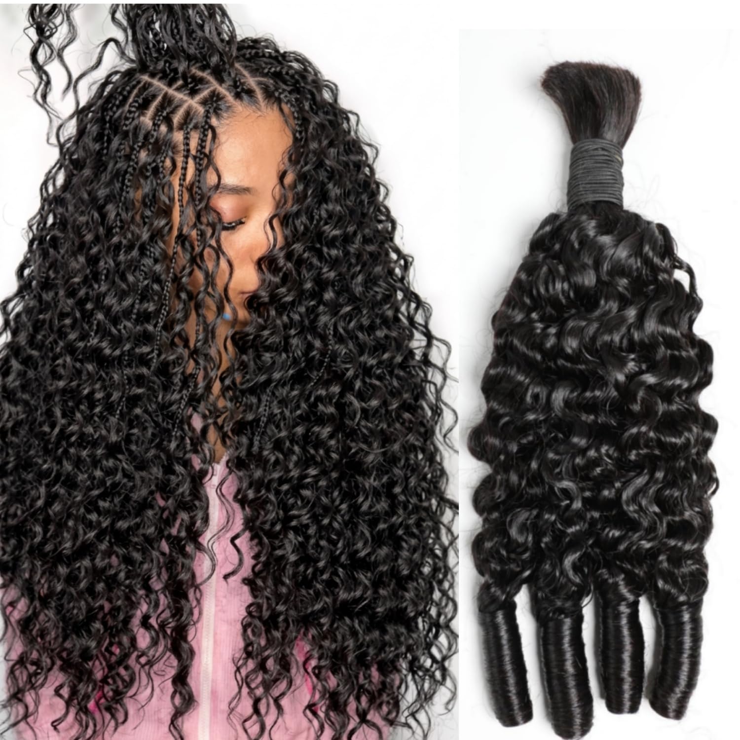Human Braiding Hair For Boho B - Water Wave Bulk Human Hair For Braiding ulasan dan harga