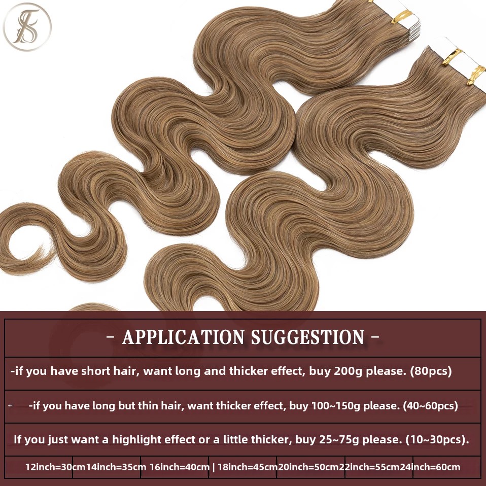 TESS 20pcs Wavy Tape In Human  - Invisible Tape In Extensions Real Hair ulasan dan harga