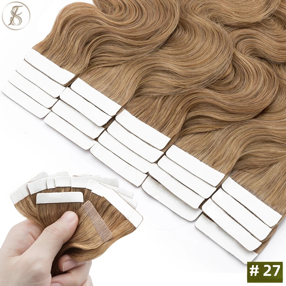 TESS 20pcs Wavy Tape In Human  - Invisible Tape In Extensions Real Hair ulasan dan harga