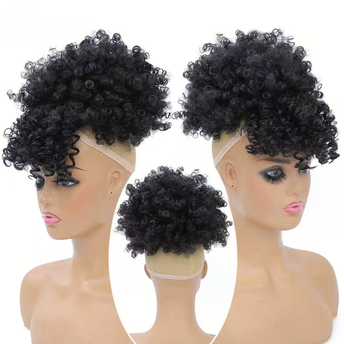 Short Drawstring Ponytail with - Drawstring Afro Curly Puff Ponytail ulasan dan harga