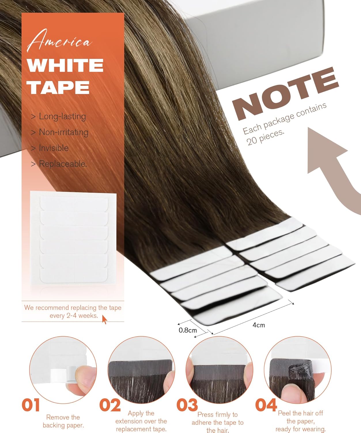VeSunny Remy Tape In Hair Exte - Invisible Tape In Extensions Real Hair ulasan dan harga
