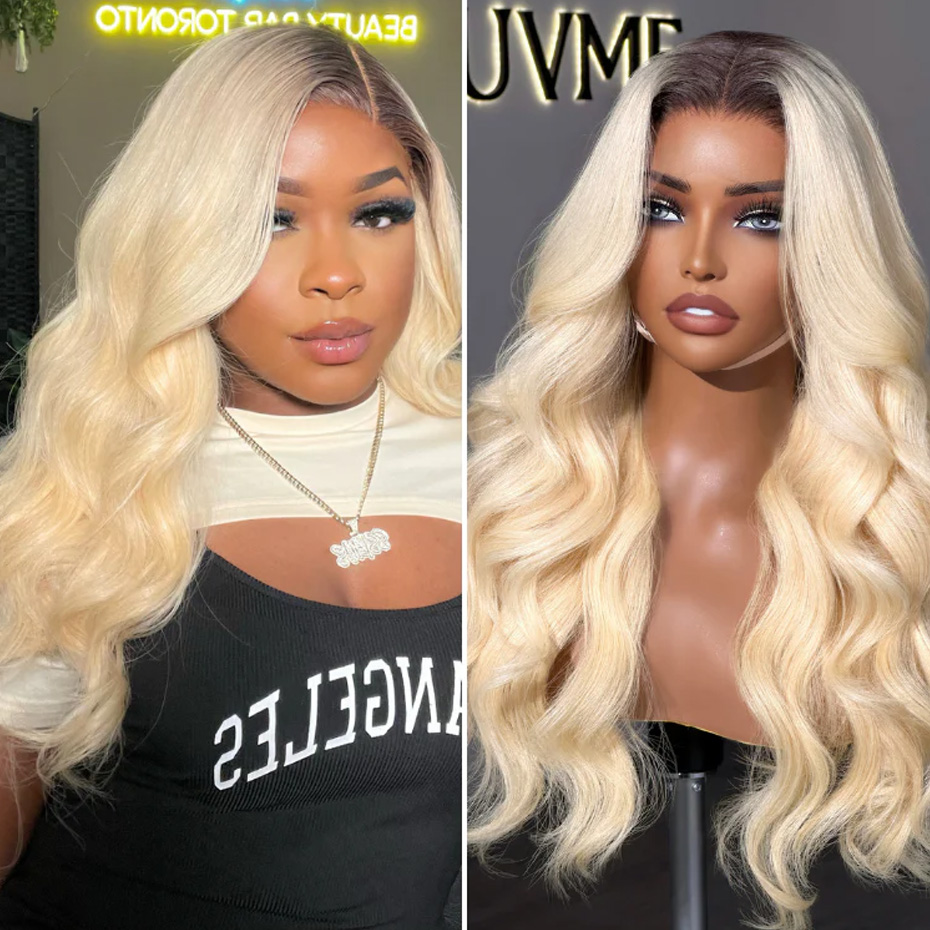 1B 613 Blonde Ombre Human Hair - 613 Blonde Body Wave Lace Front Wig ulasan dan harga