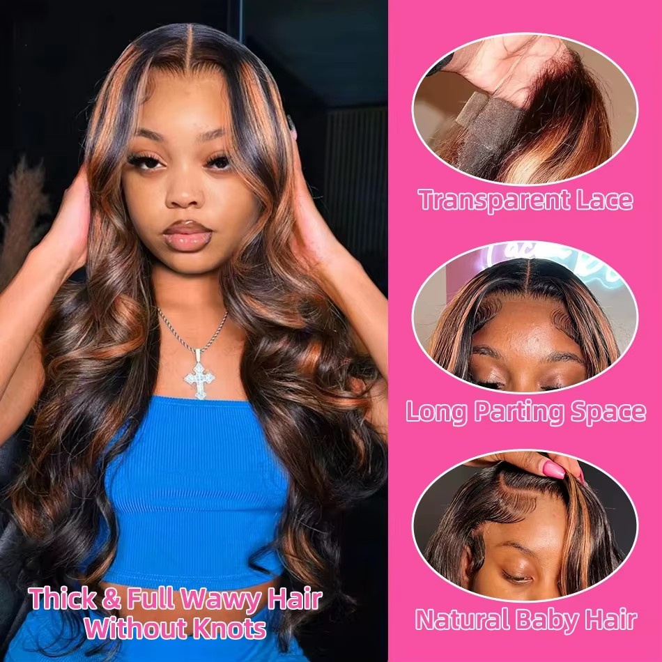 Highlight Ombre 13x4 Lace Fron - Human Hair Wigs ulasan dan harga