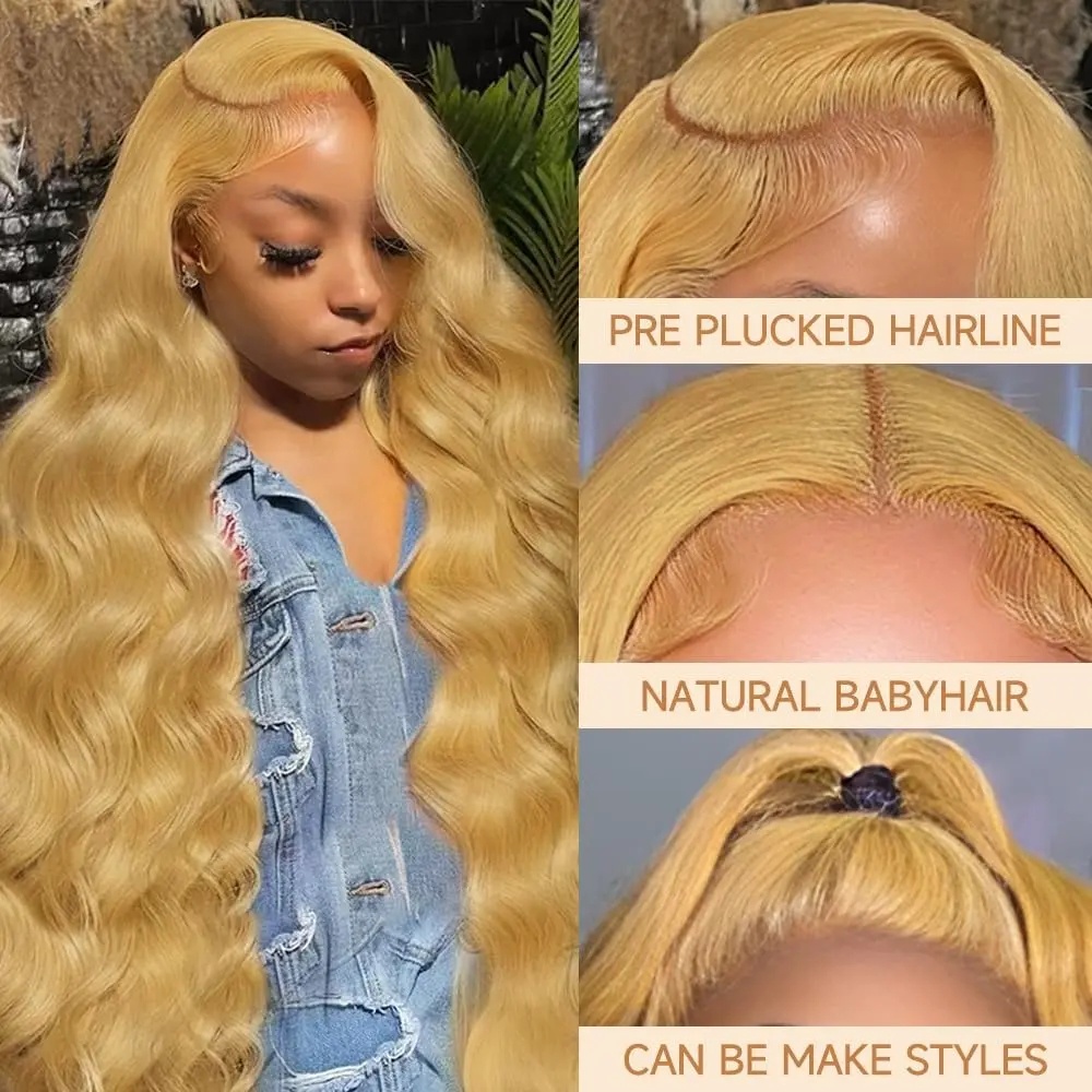 Honey Blonde Wig Body Wave 13x - Hd Lace Frontal Wig Human Hair Pre Plucked ulasan dan harga