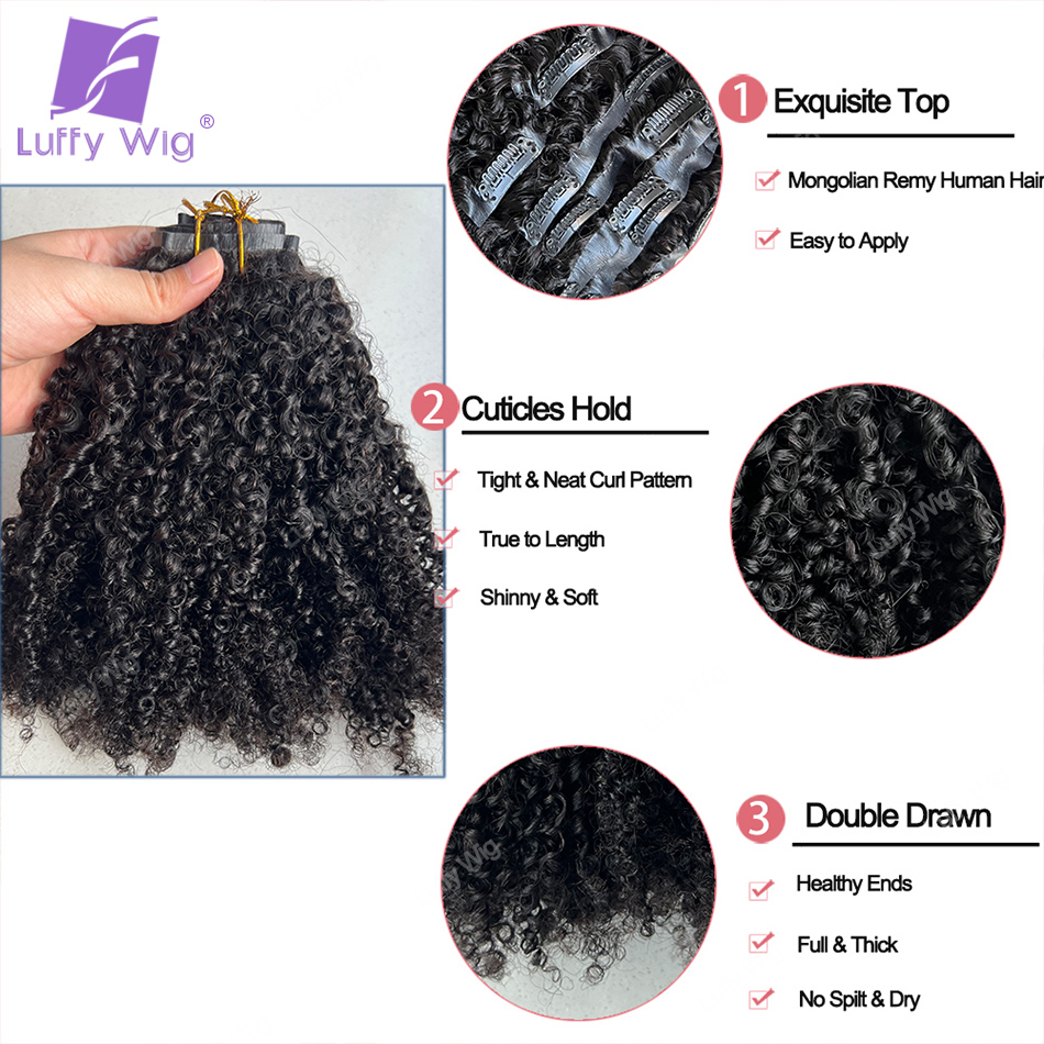 Monglian Afro Kinky Curly Huma - Seamless Clip In Hair Extensions Human Hair ulasan dan harga