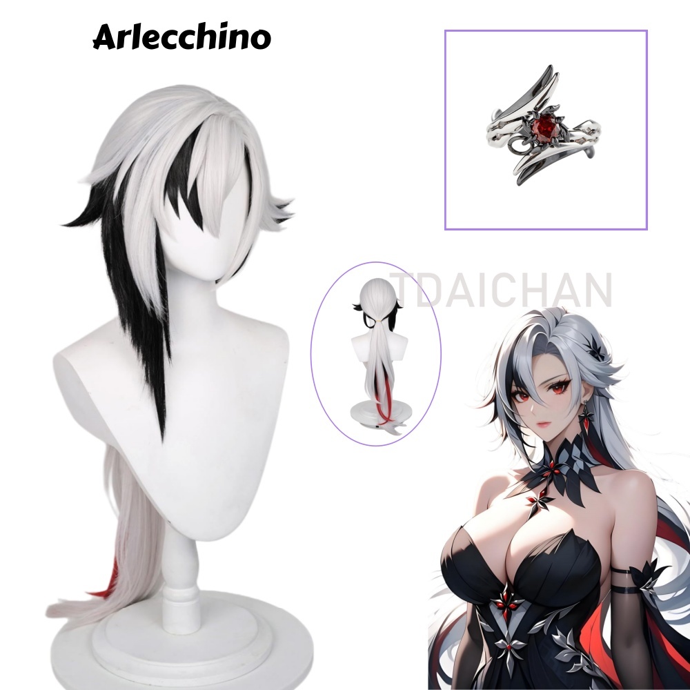 Genshin Impact Arlecchino Cosp - Synthetic Wigs ulasan dan harga