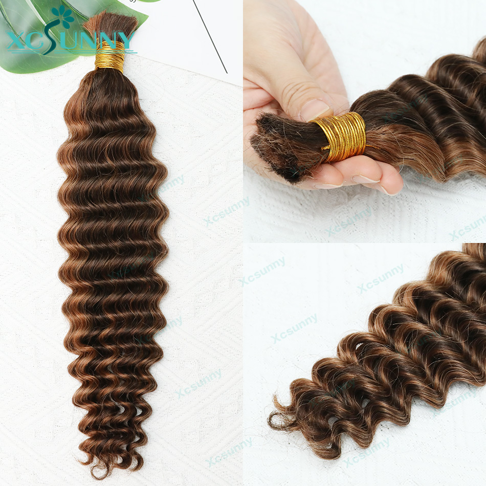 Color #4/30 Boho Braids Human  - Water Wave Bulk Human Hair For Braiding ulasan dan harga