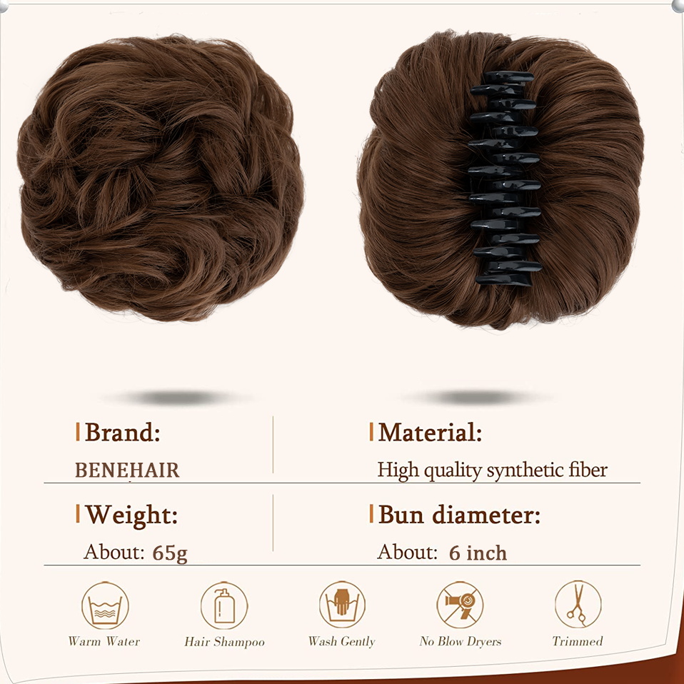 Benehair Messy Hair Bun Synthe - Claw Clip Messy Bun Hair Piece ulasan dan harga