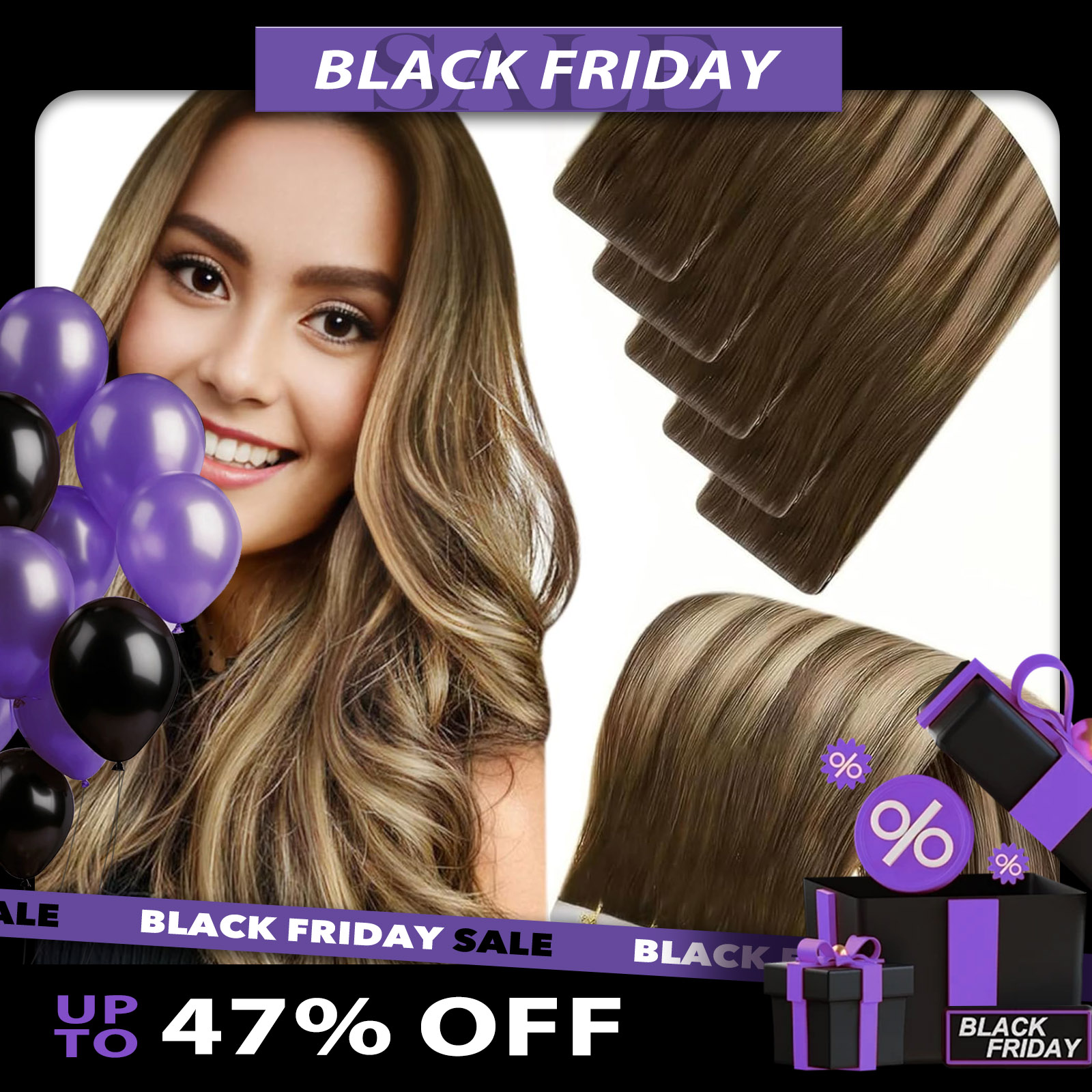 LaaVoo Invisible Injection Tap - Invisible Tape In Extensions Real Hair ulasan dan harga