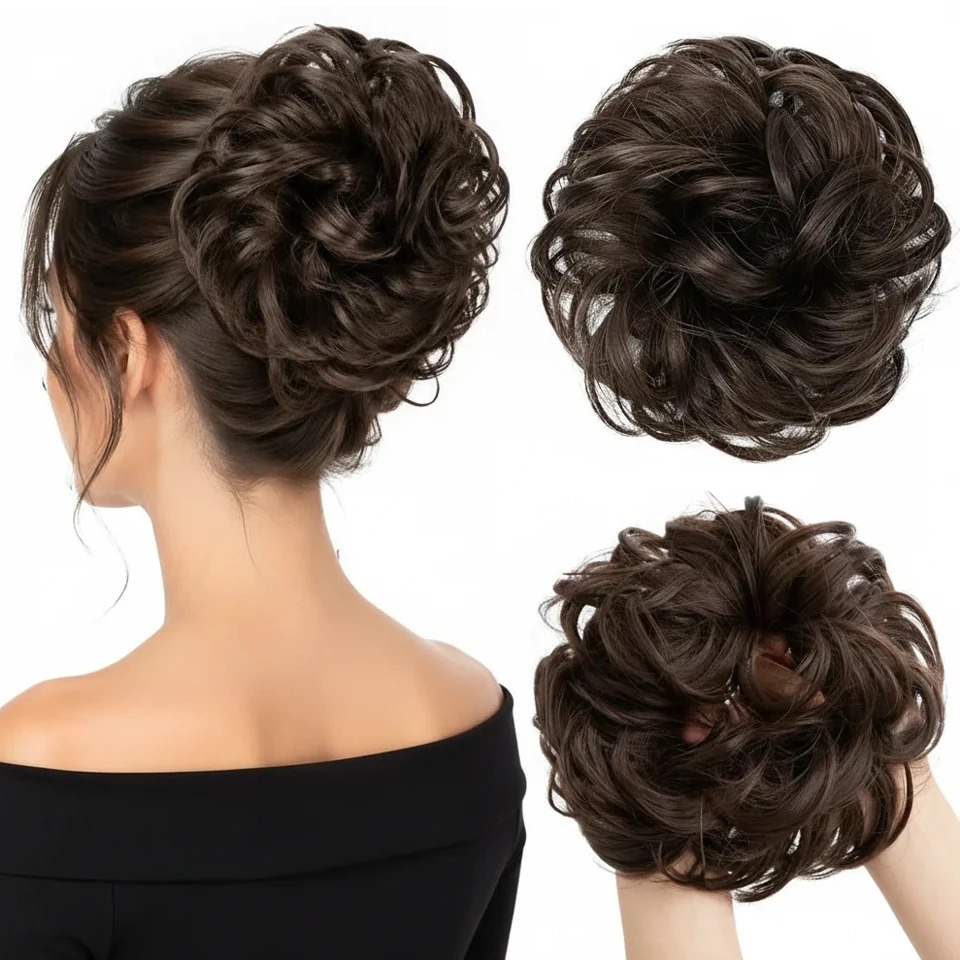 Elegant Curly Wave Messy Bun H - Claw Clip Messy Bun Hair Piece ulasan dan harga