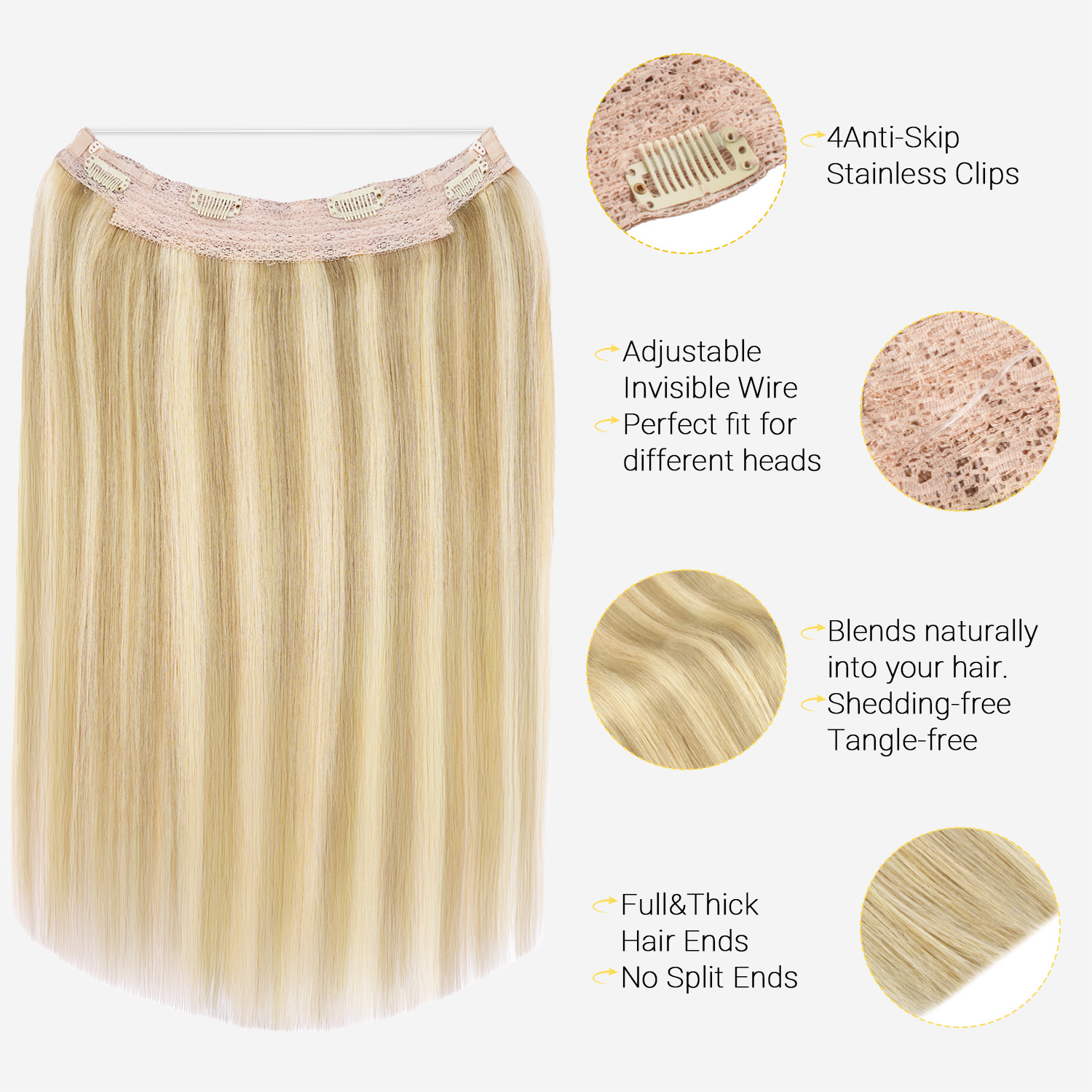 Sunmofavo Invisible Wire Halo  - Seamless Clip In Hair Extensions Human Hair ulasan dan harga