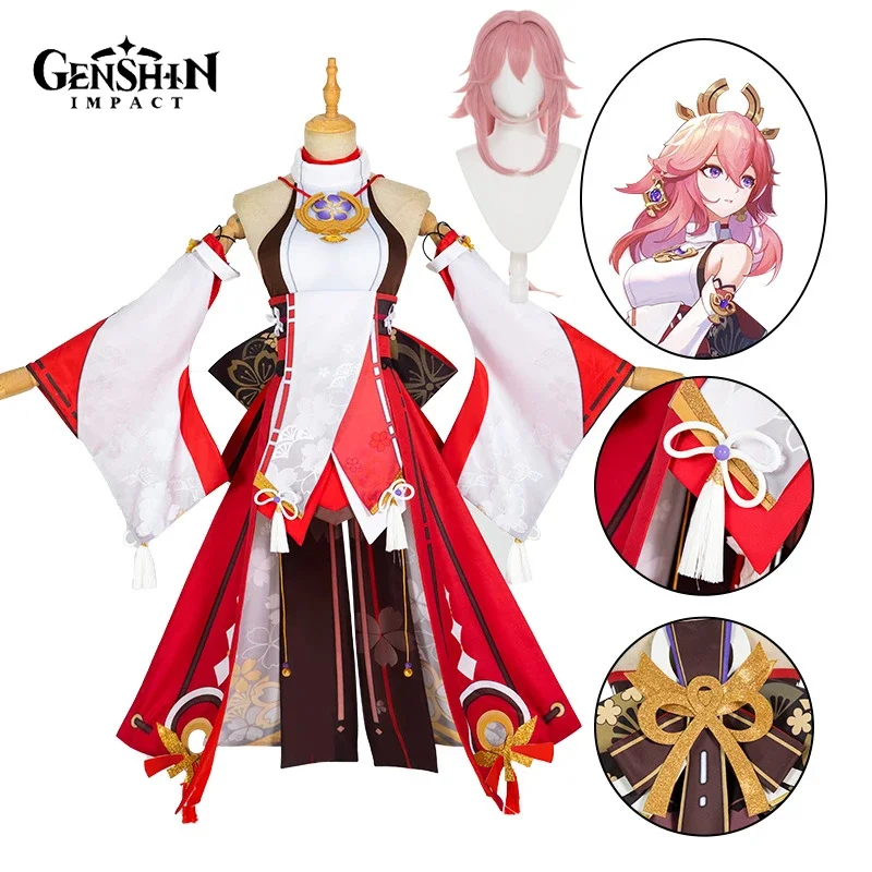Yae Miko Cosplay Costume Game  - Synthetic Wigs ulasan dan harga