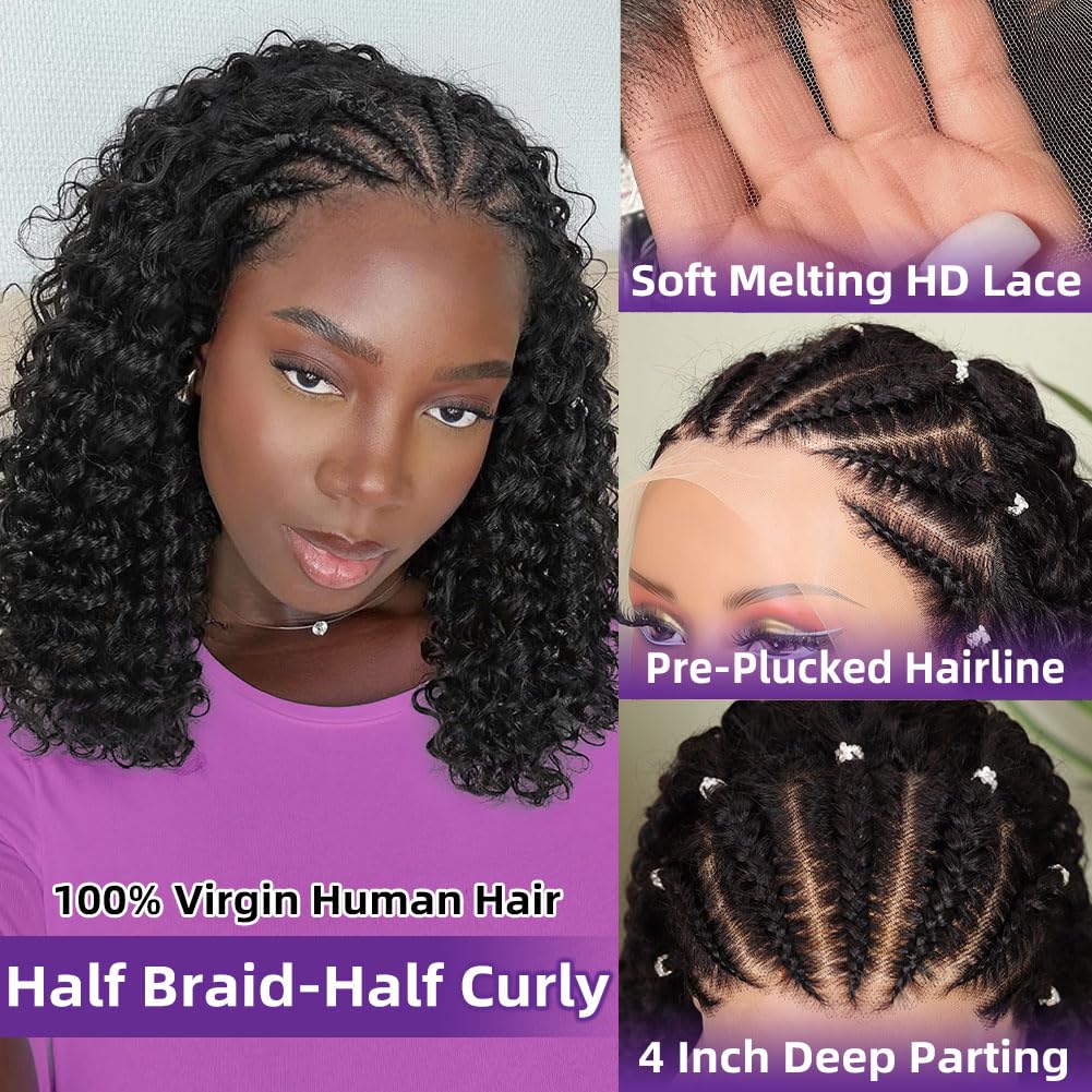 Cornrow Braid Bob Wig Deep Cur - Glueless Wear And Go Human Hair Wig ulasan dan harga