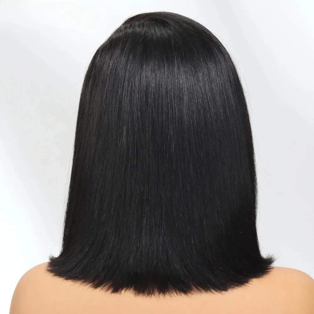 Black Short Bob Straight Lace  - Pre Parted 13X4 Lace Front Bob Wig ulasan dan harga