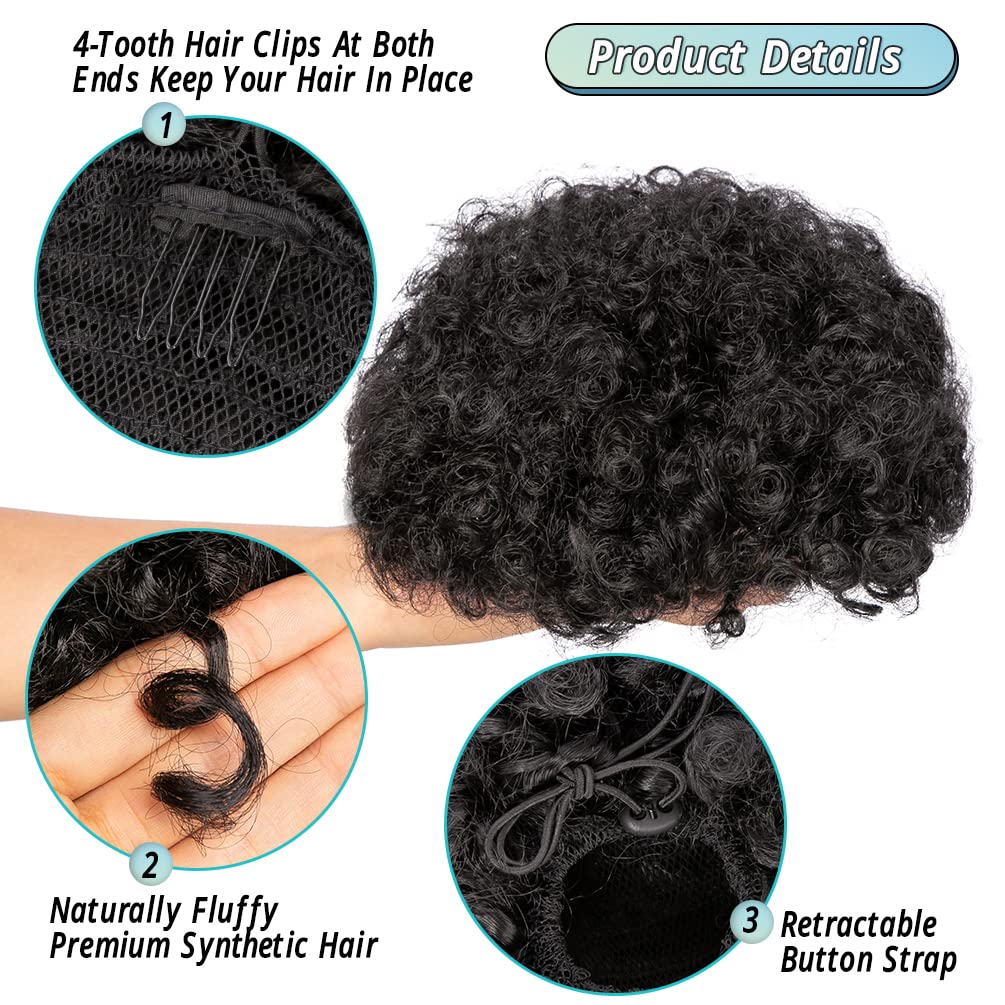 Afro Puff Drawstring Ponytail  - Drawstring Afro Curly Puff Ponytail ulasan dan harga