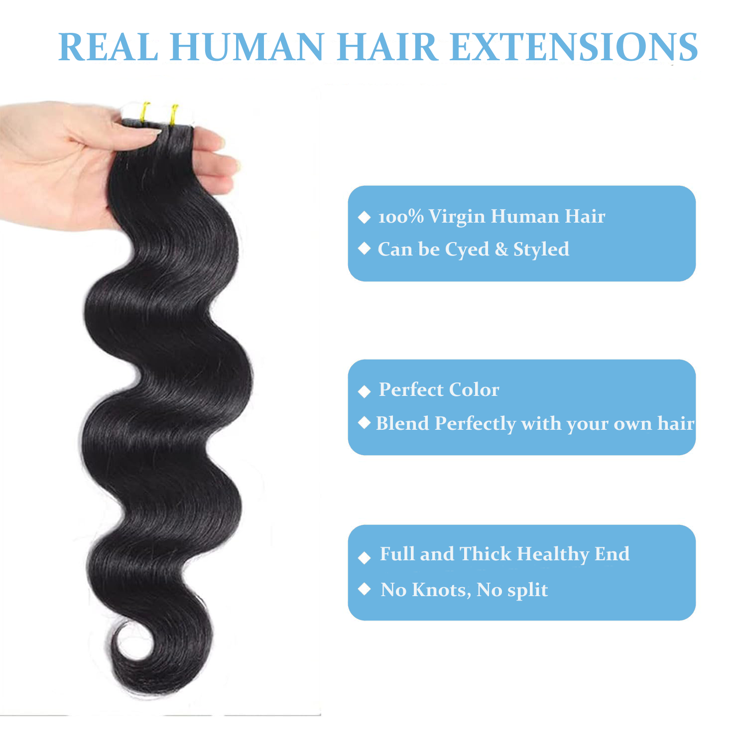 Body Wave Invisible Tape in Ha - Invisible Tape In Extensions Real Hair ulasan dan harga