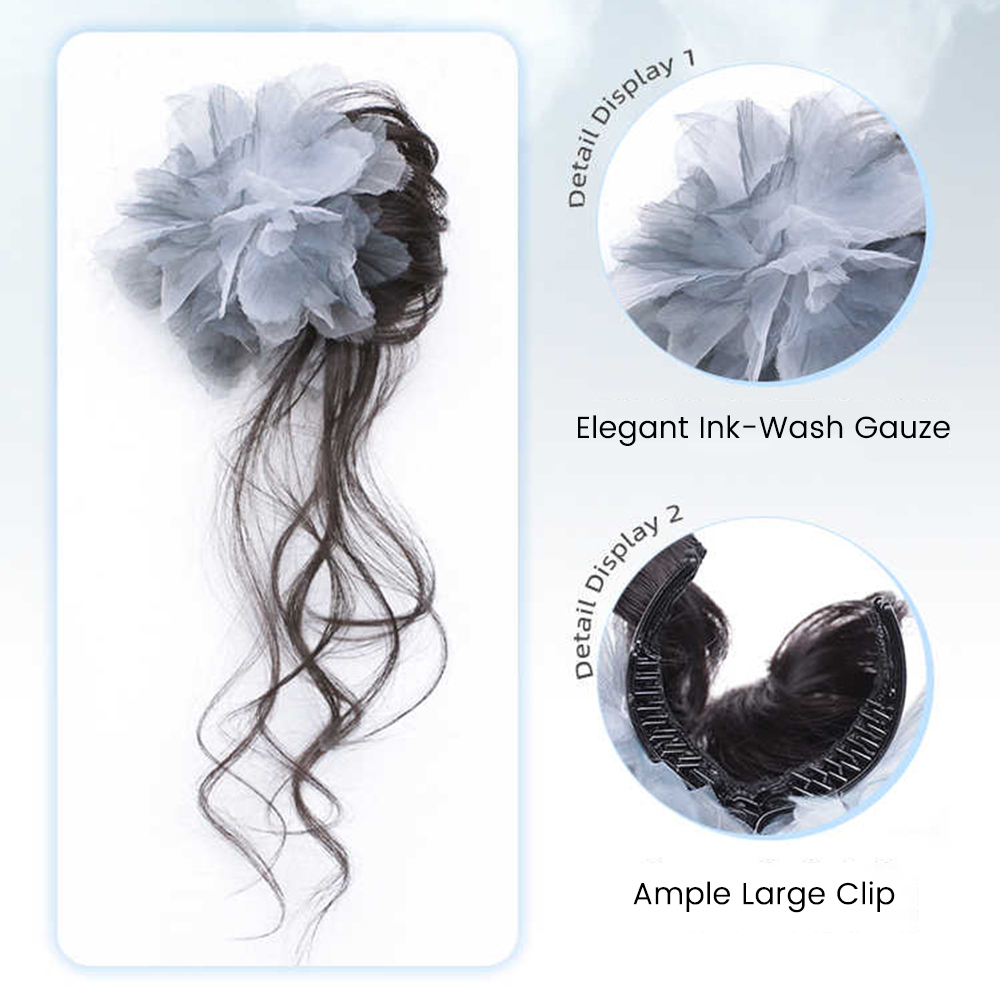 Synthetic Short Wavy Curly Flo - Claw Clip Messy Bun Hair Piece ulasan dan harga