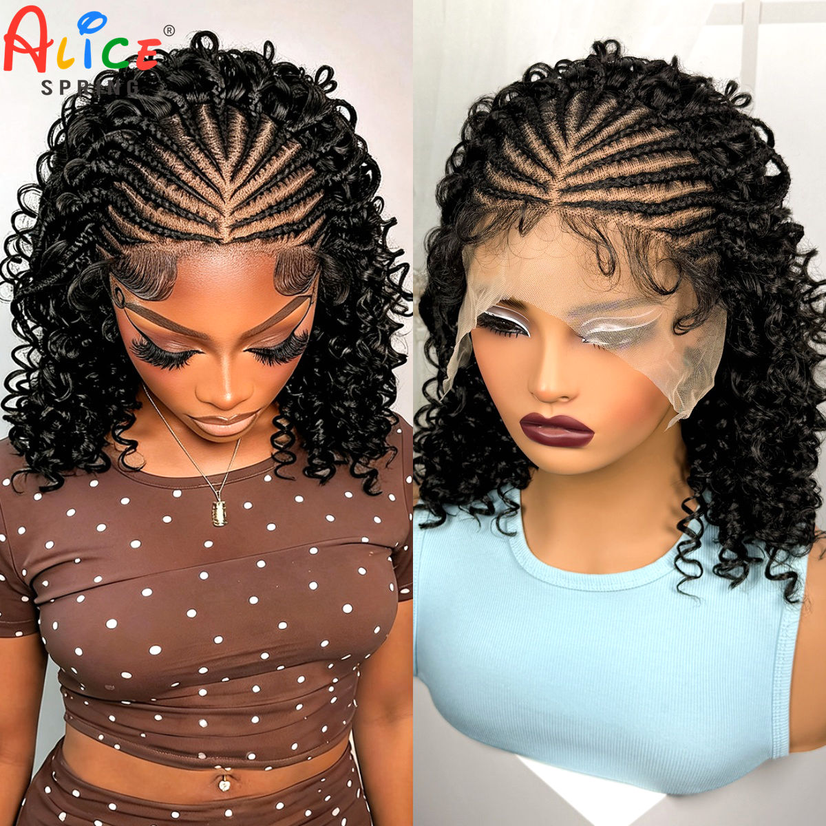 16Inch Natural Cornrow Braided - Synthetic Braided Wigs For Black Women ulasan dan harga