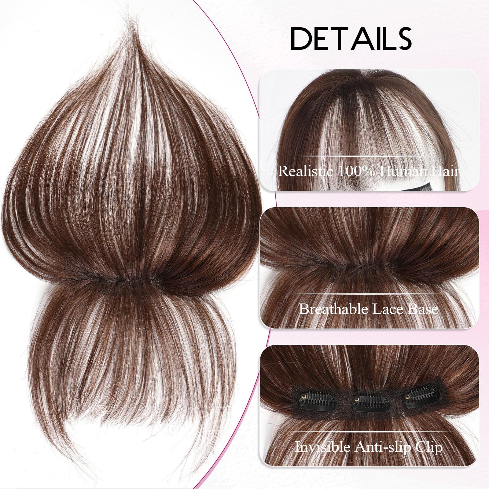 100% Human Hair Bangs Clips in - Seamless Clip In Hair Extensions Human Hair ulasan dan harga
