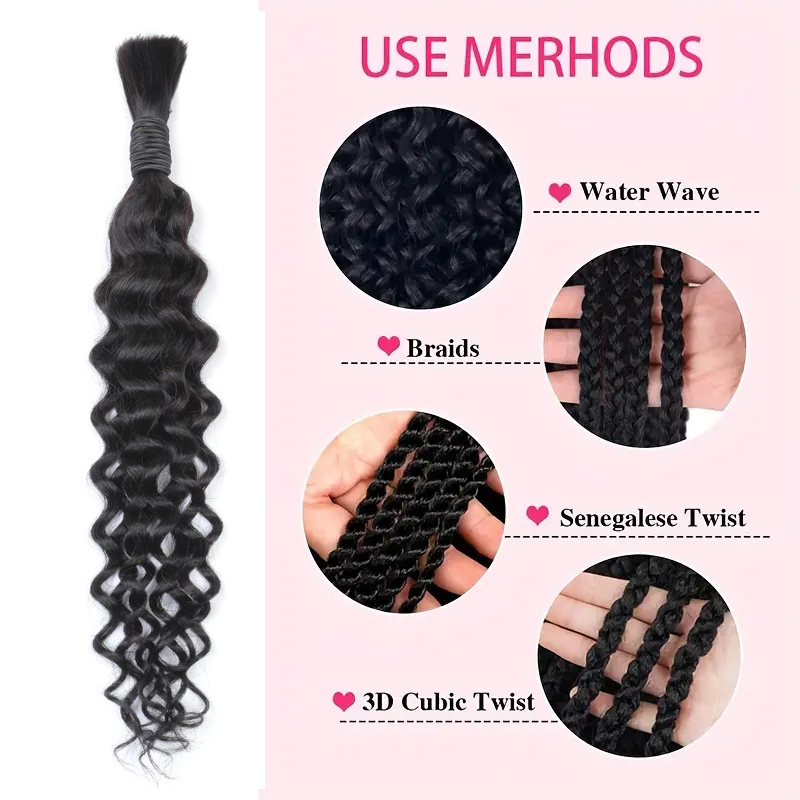 Boho Water Wave Human Hair for - Water Wave Bulk Human Hair For Braiding ulasan dan harga